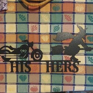 His Hers Metal Motorcycle Sign Decor
